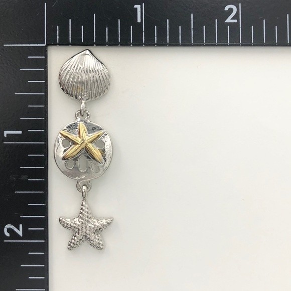 🌼 Starfish Sand Dollar Shell Earrings - Picture 2 of 2